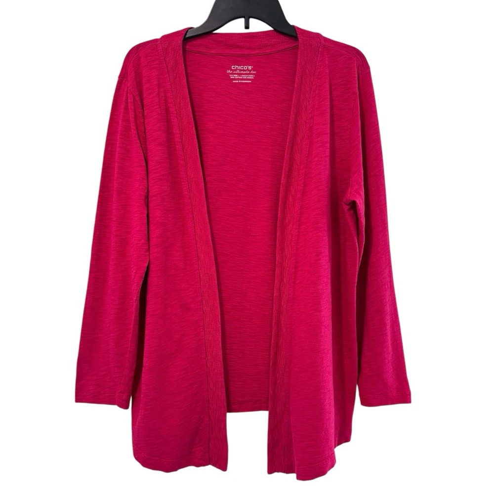 Chico’s The Ultimate Tee Pink Open Front Cardigan Basic Essential Women’s Large